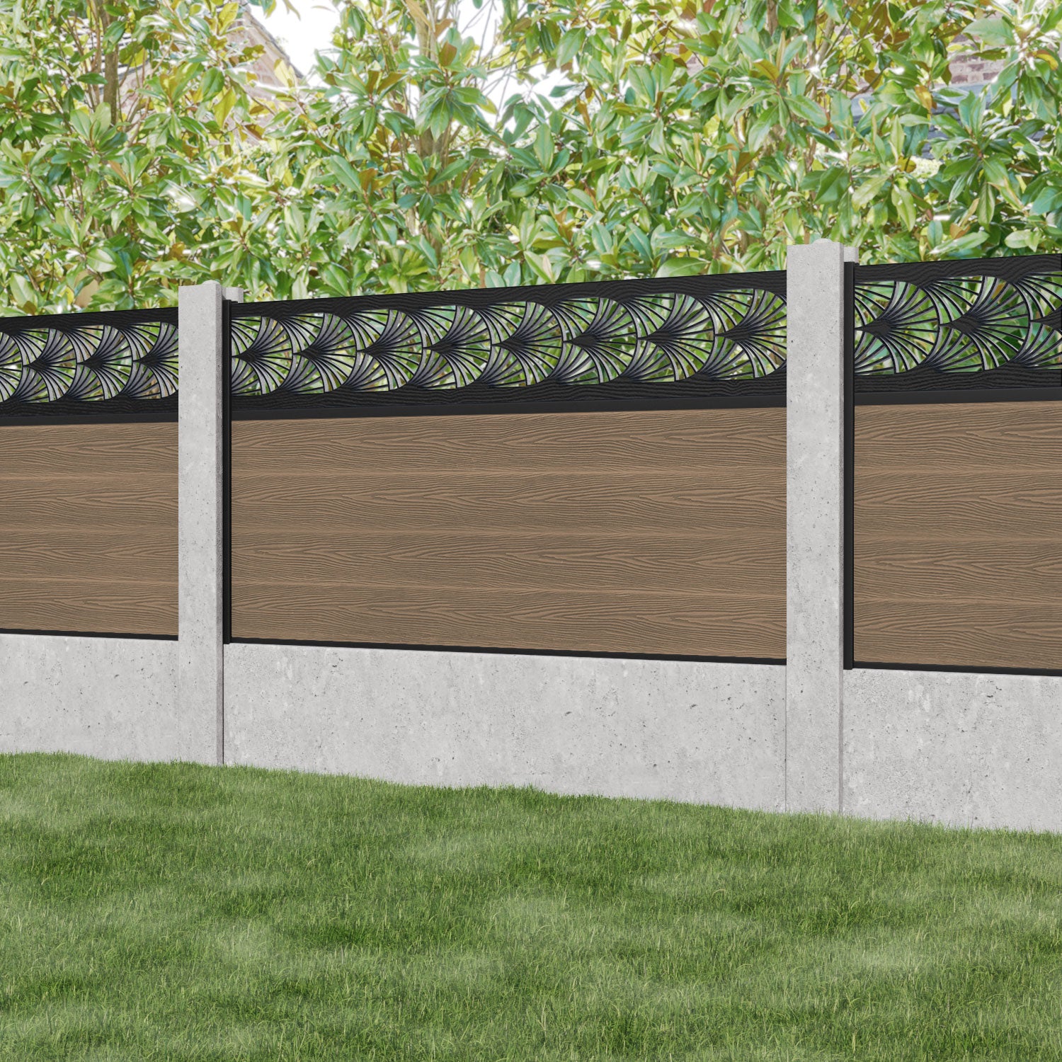 Premium Teak Laurel Fence Panel - Classic Wood Privacy Screen for Concrete Posts | Outdoor Garden, Patio & Backyard Decoration