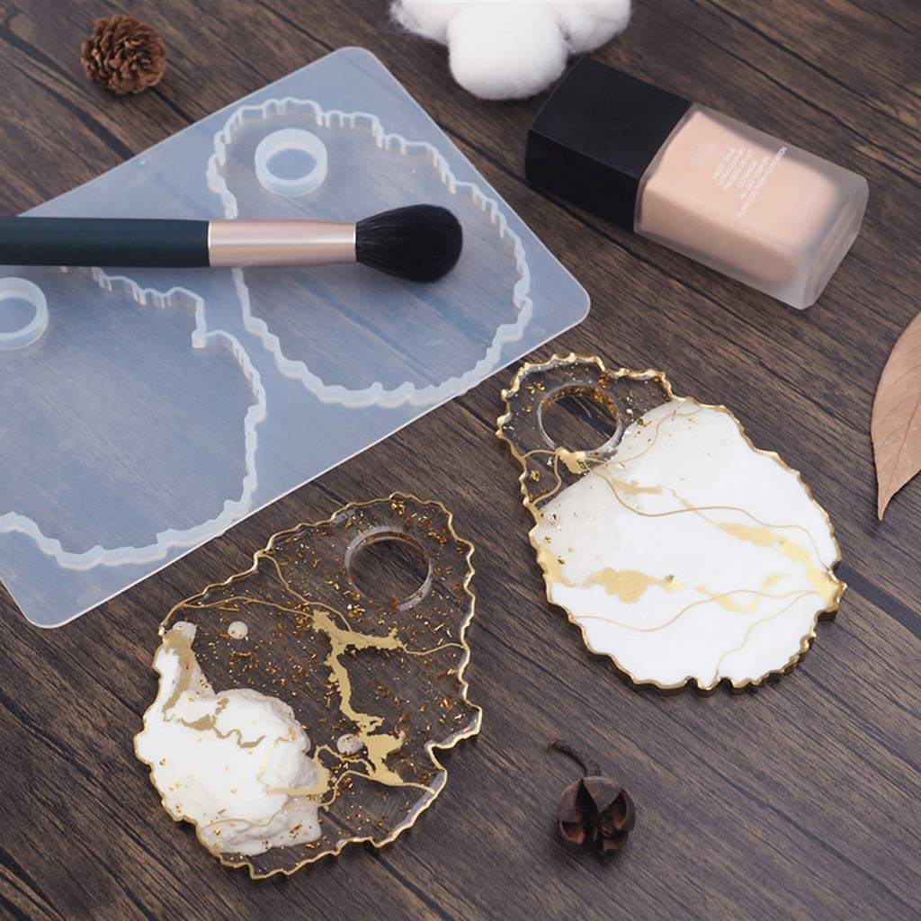 SupremeLife DIY Silicone Molds for Resin Casting - Irregular Round Cosmetic Makeup Palette Spatula Tools - Perfect for Epoxy Art, Jewelry Making & Nail Art Designs