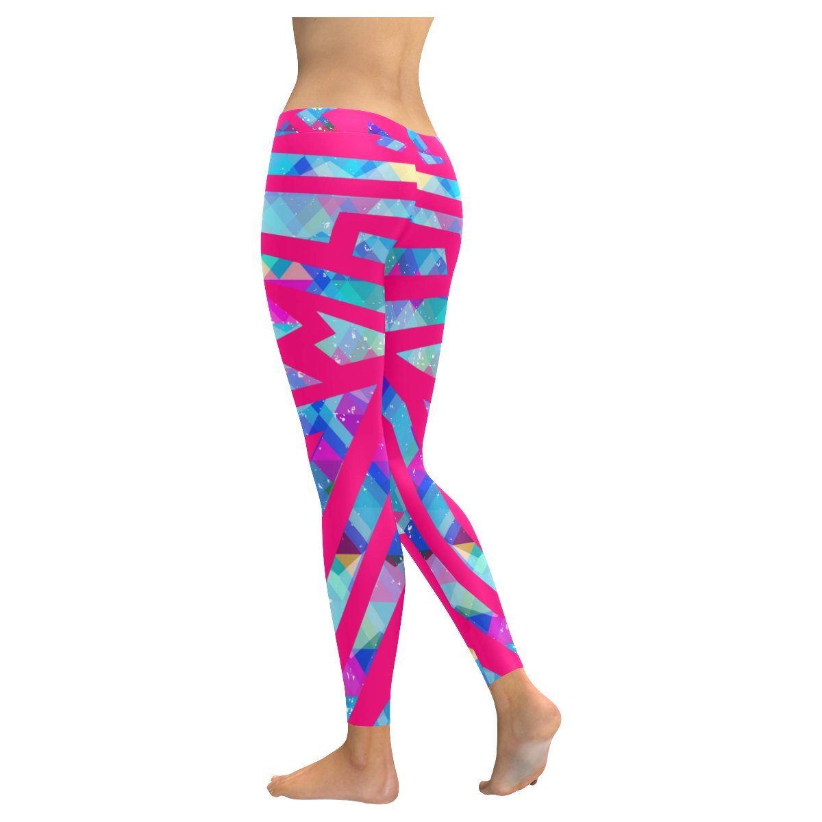 Women's Plus Size Low Rise Yoga Leggings with Pink Maze Print - XXS to 5XL - Perfect for Yoga, Gym Workouts & Casual Wear