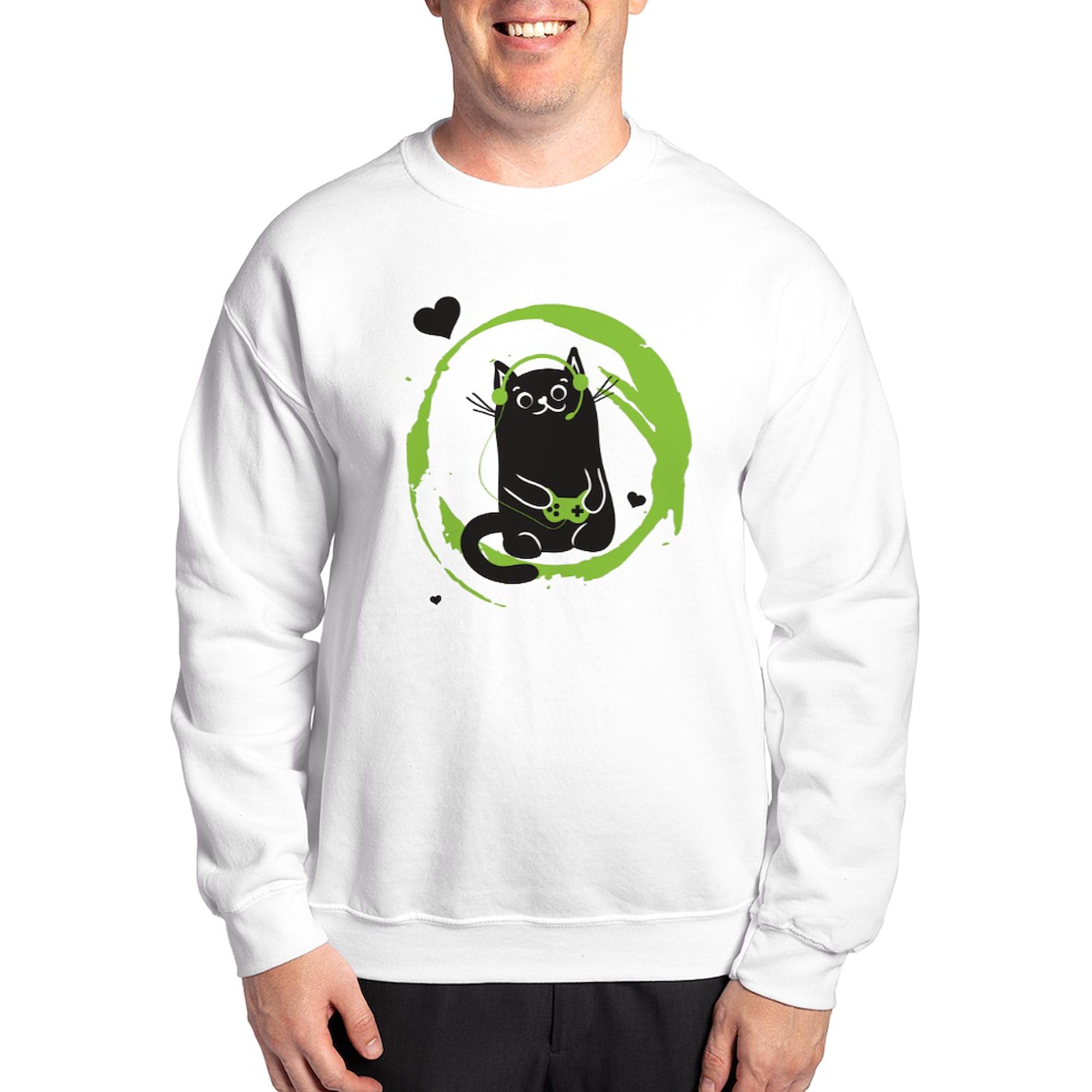 Gamer Cat Sweatshirt - Classic Crew Neck Lightweight Pullover for Men & Women | Perfect for Gaming, Casual Wear & Cat Lovers | Funny Gamer Gift Idea