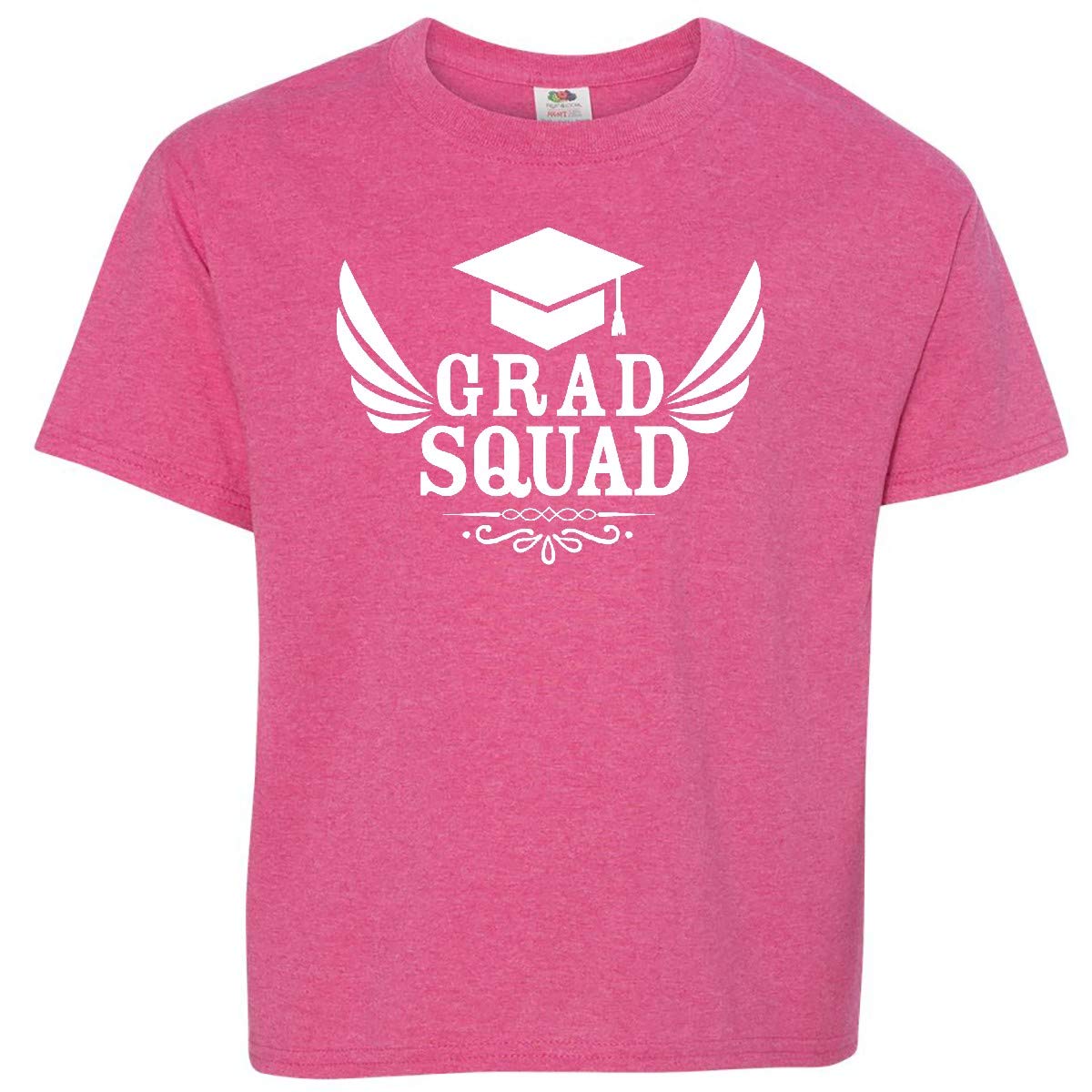 Inktastic Grad Squad with Graduation Cap and Wings Youth T-Shirt - Cute Graduation Outfit for Kids & Teens - Perfect for Graduation Ceremonies, School Events & Photo Shoots