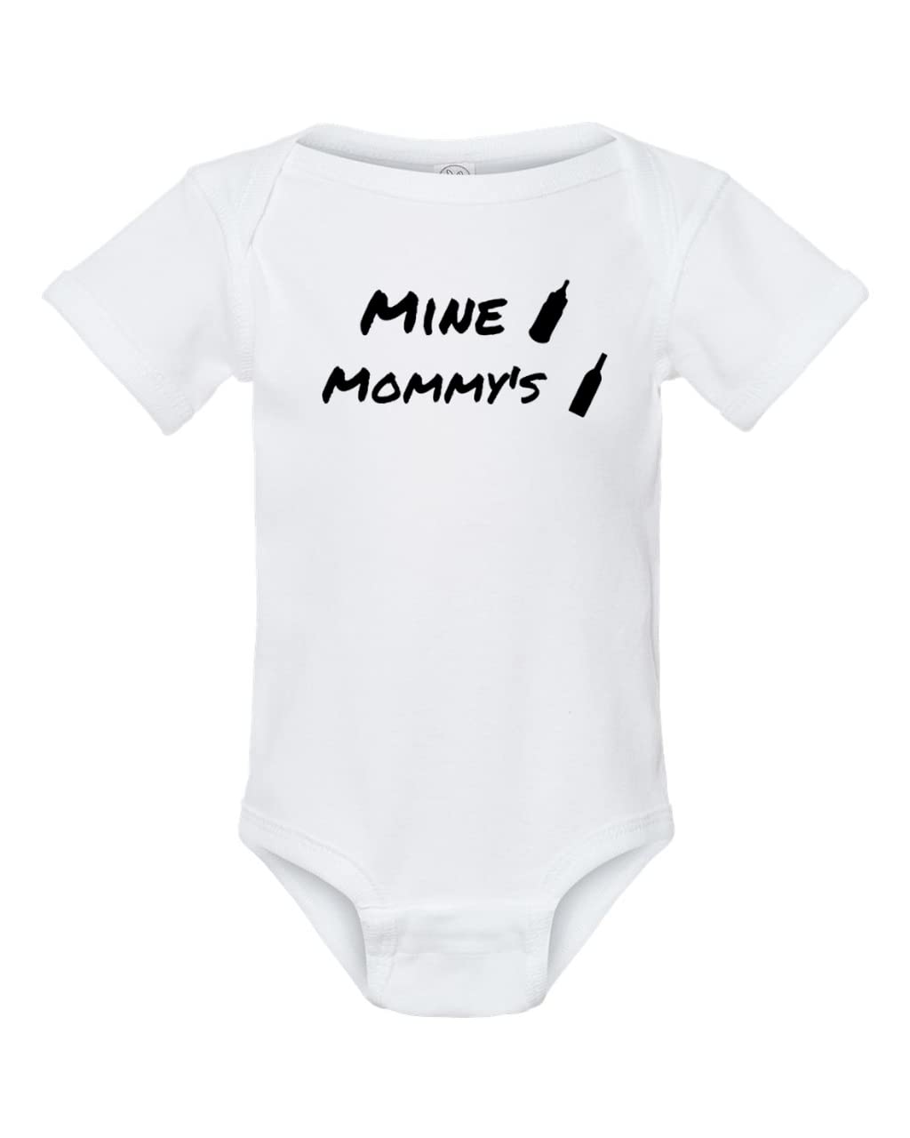 Funny One Piece Baby Bodysuit - Mari Kyrios Comedy Milk & Wine Design - 6 Months Size - Perfect for Playtime & Photo Shoots