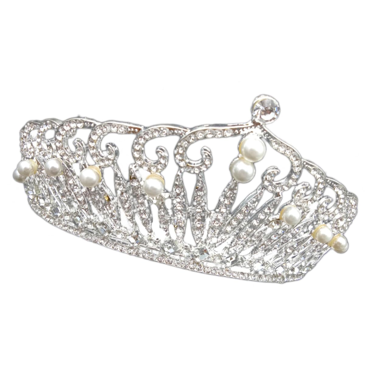 Minkissy Silver Pearl Rhinestone Tiara for Women - Elegant Bridal Wedding Headpiece with Pearls, Hair Accessories for Bride, Halloween & Special Occasions - Perfect for Weddings, Prom, Parties & Costume Events