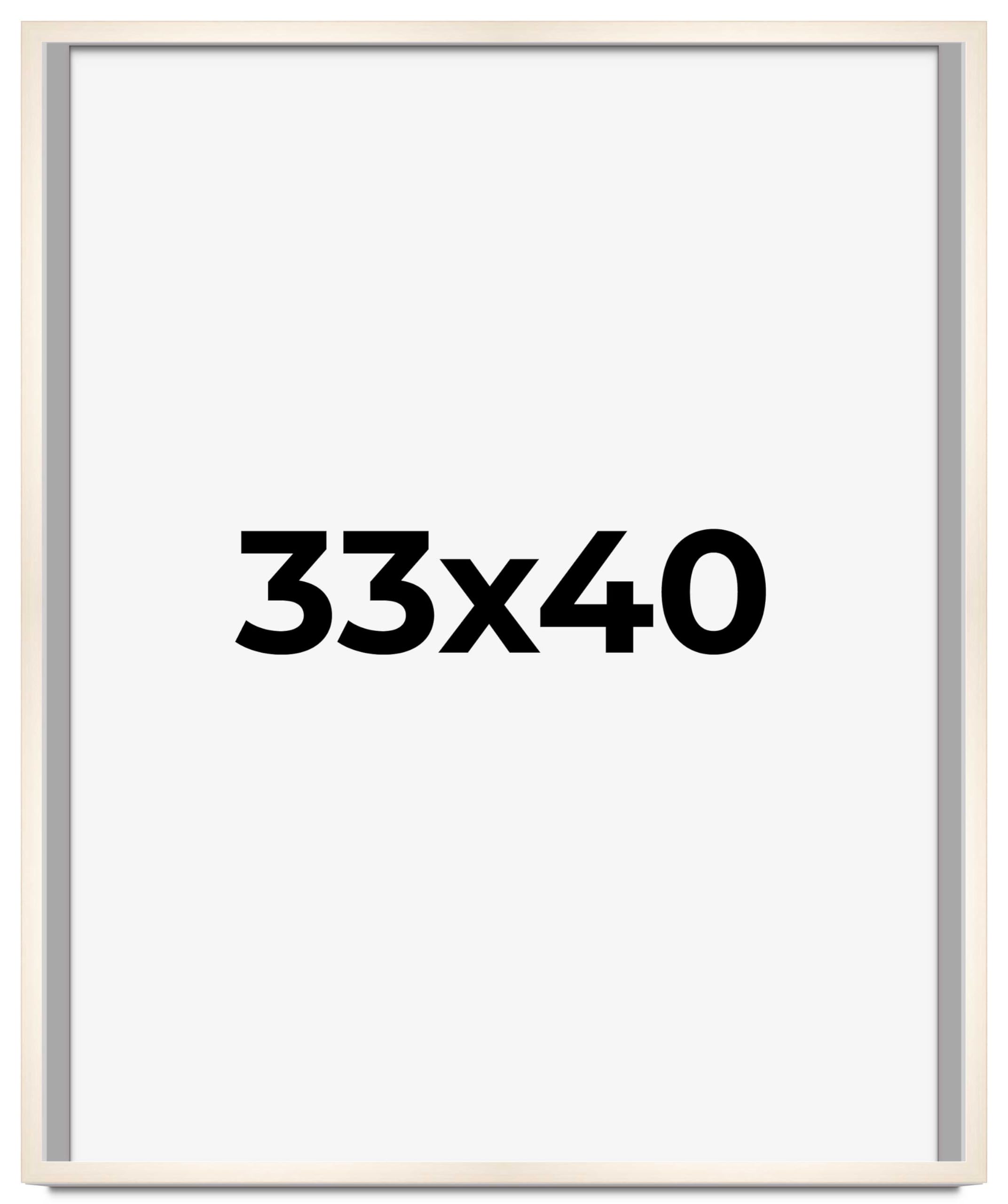 CountryArtHouse 33x40 Inch Whitewashed Solid Wood Picture Frame - 0.8125 Inch Moulding Width with UV Acrylic Plexiglass, Acid-Free Foam Backing & Hanging Hardware - Perfect for Wall Art, Family Photos & Home Decor