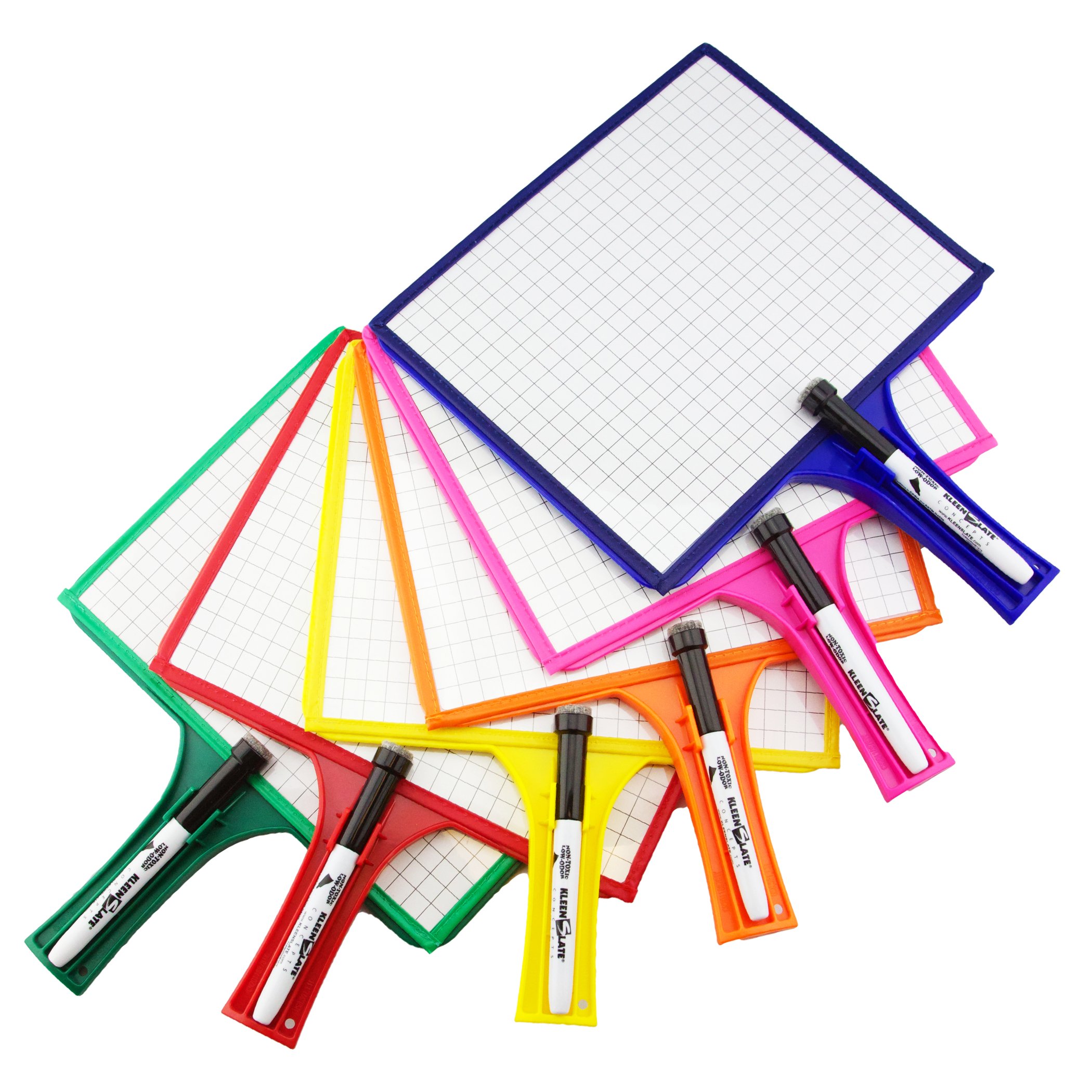 24-Pack KleenSlate Double-Sided Customizable Whiteboard with Clear Dry Erase Sleeve - Includes 24 Microfiber Cloths, Bookbinder Rings & Markers for Classroom, Office & Homeschool Learning Activities