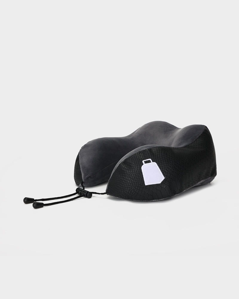 Apollo 1 Travel Neck Pillow & Sleep Mask Set - Black | Memory Foam Support for Airplane, Car & Office Naps | Perfect Gift for Travelers