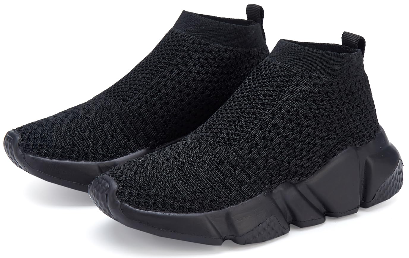 Santiro Boys & Girls Breathable Knit Slip-On Sock Shoes - Lightweight Comfortable Sneakers for School, Play & Everyday Wear