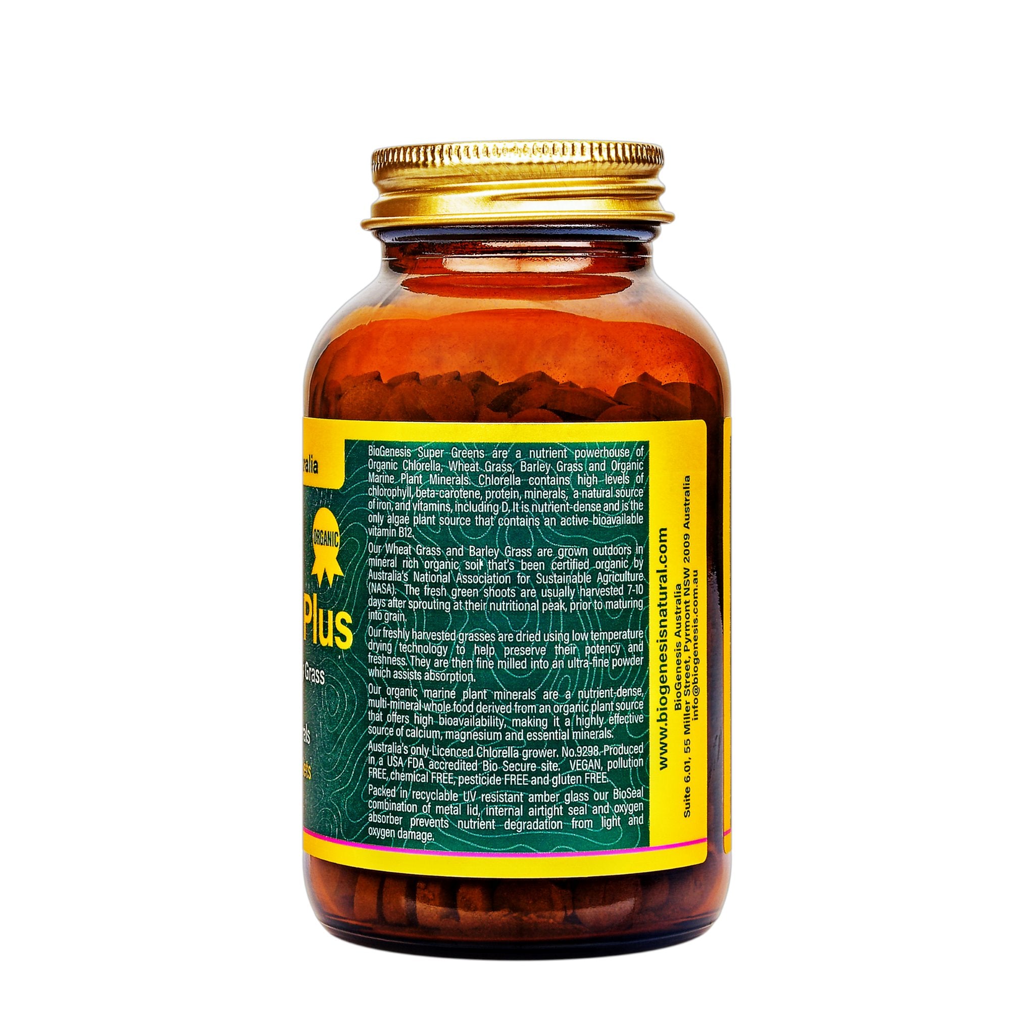 Biogenesis Australian Organic Super Greens Plus 350 Tablets - Mixed Berries Flavor | Nutrient-Rich Superfood Supplement for Energy, Digestion & Detox | Perfect for Smoothies, Juices & Daily Wellness Routine