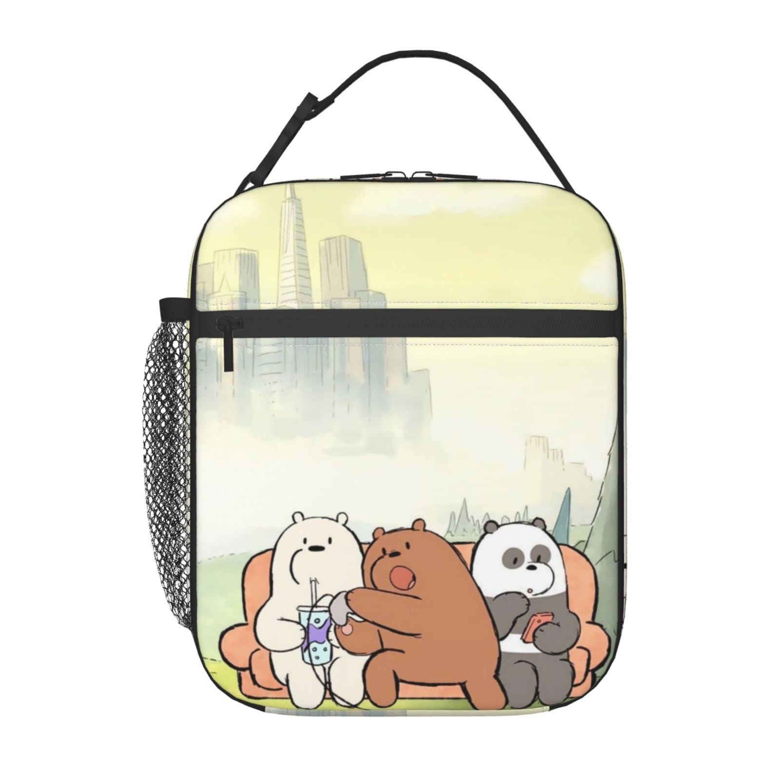 We Bare Bears Insulated Lunch Box - Reusable, Waterproof & Thermal Tote Bag for Kids & Adults - Perfect for School, Work, Picnics & Outdoor Activities