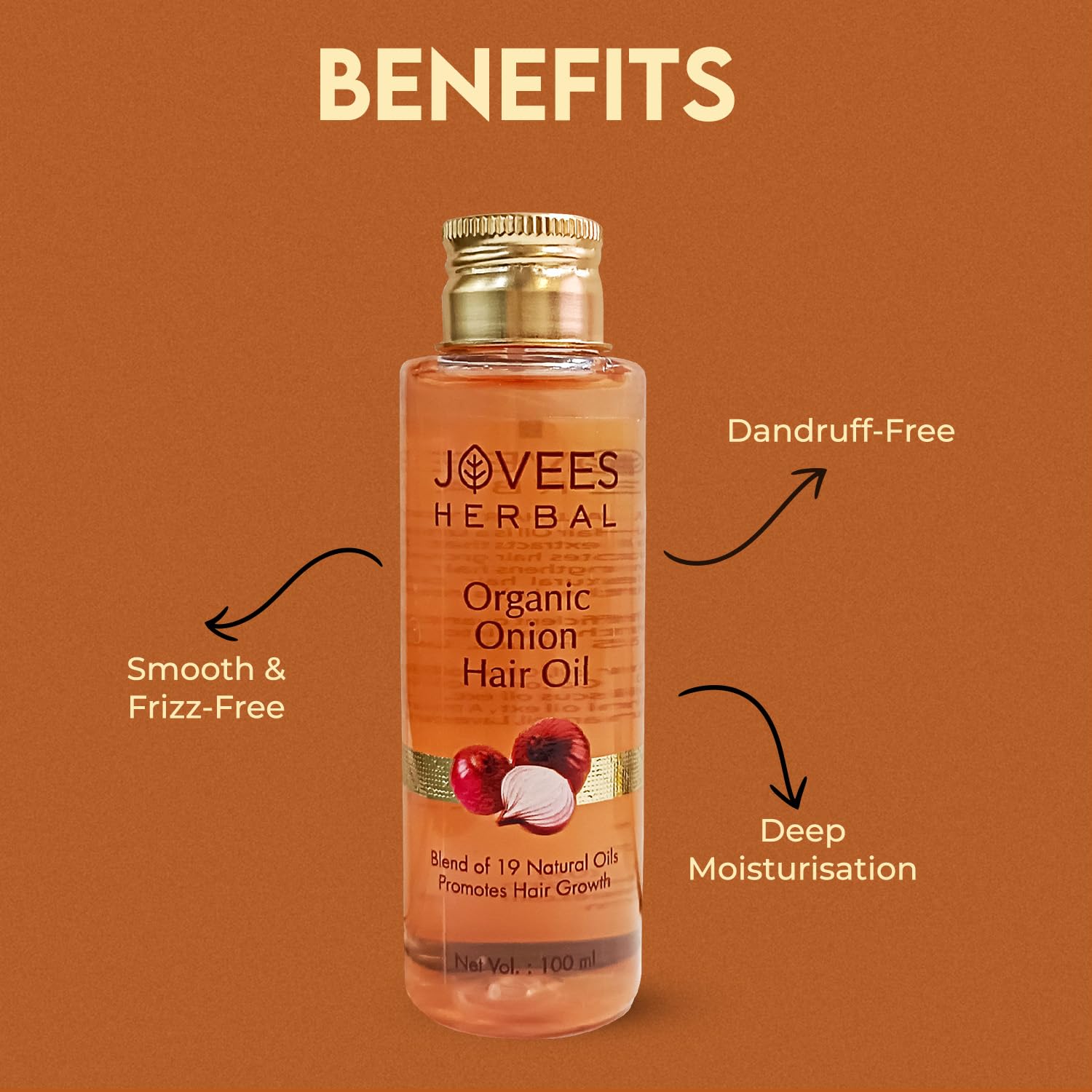 Organic Onion Hair Oil for Hair Growth & Thickness - 100ml | Natural Treatment for Dry, Damaged Hair | Promotes Scalp Health & Shine - Perfect for Daily Hair Care Routine