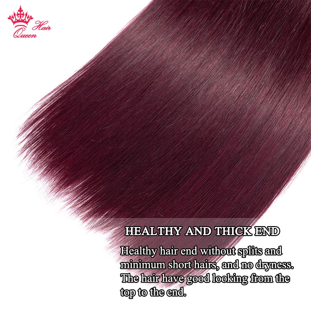 99J Burgundy Wine Red 100% Unprocessed Brazilian Virgin Human Hair Weft Extensions - 24 Inches Straight Hair Bundles for Weaving & Styling | Perfect for Daily Wear, Parties & Special Occasions