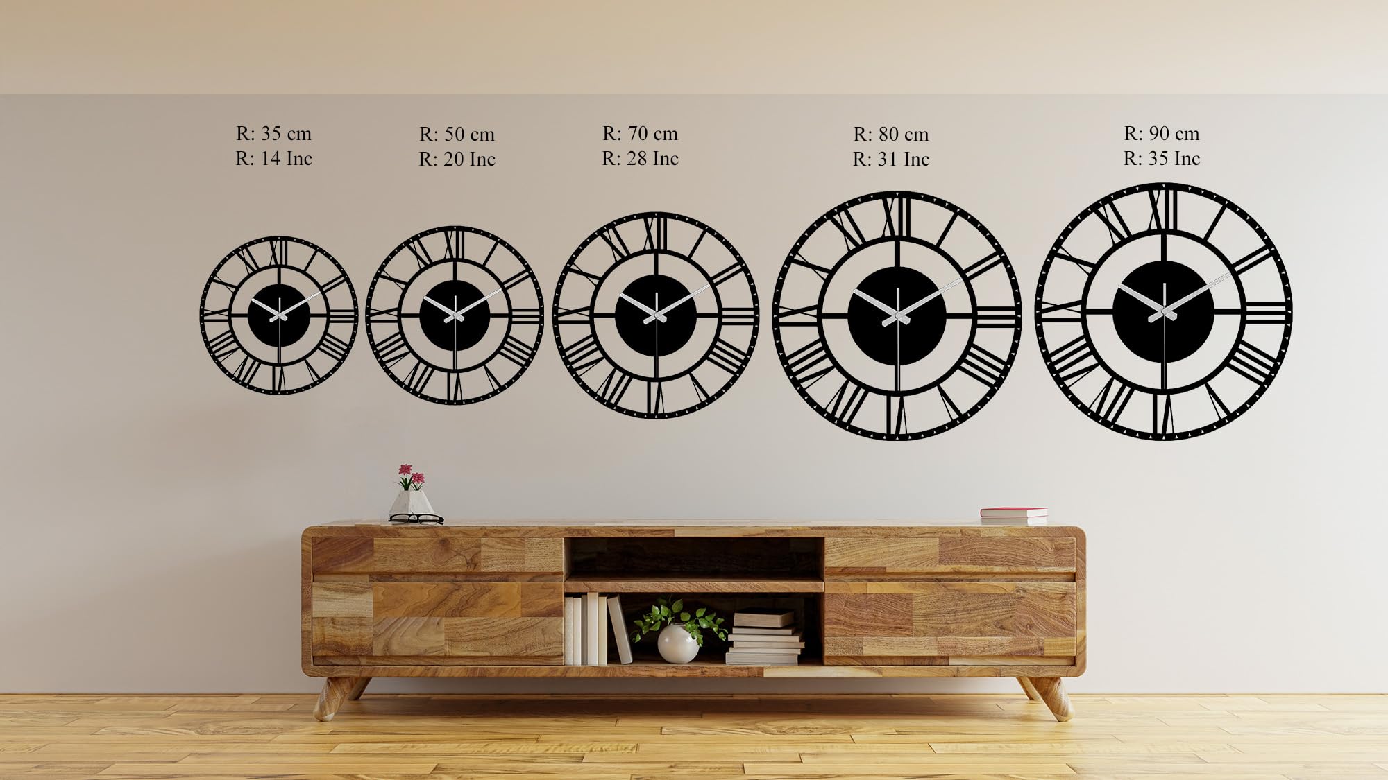 Homelife Modern Silent Wall Clock - 24 Inch Black Metal Decorative Clock for Living Room, Bedroom, Kitchen & Office - Noiseless Non-Ticking Design - Perfect for Home Decor, Workspace & Gift Giving
