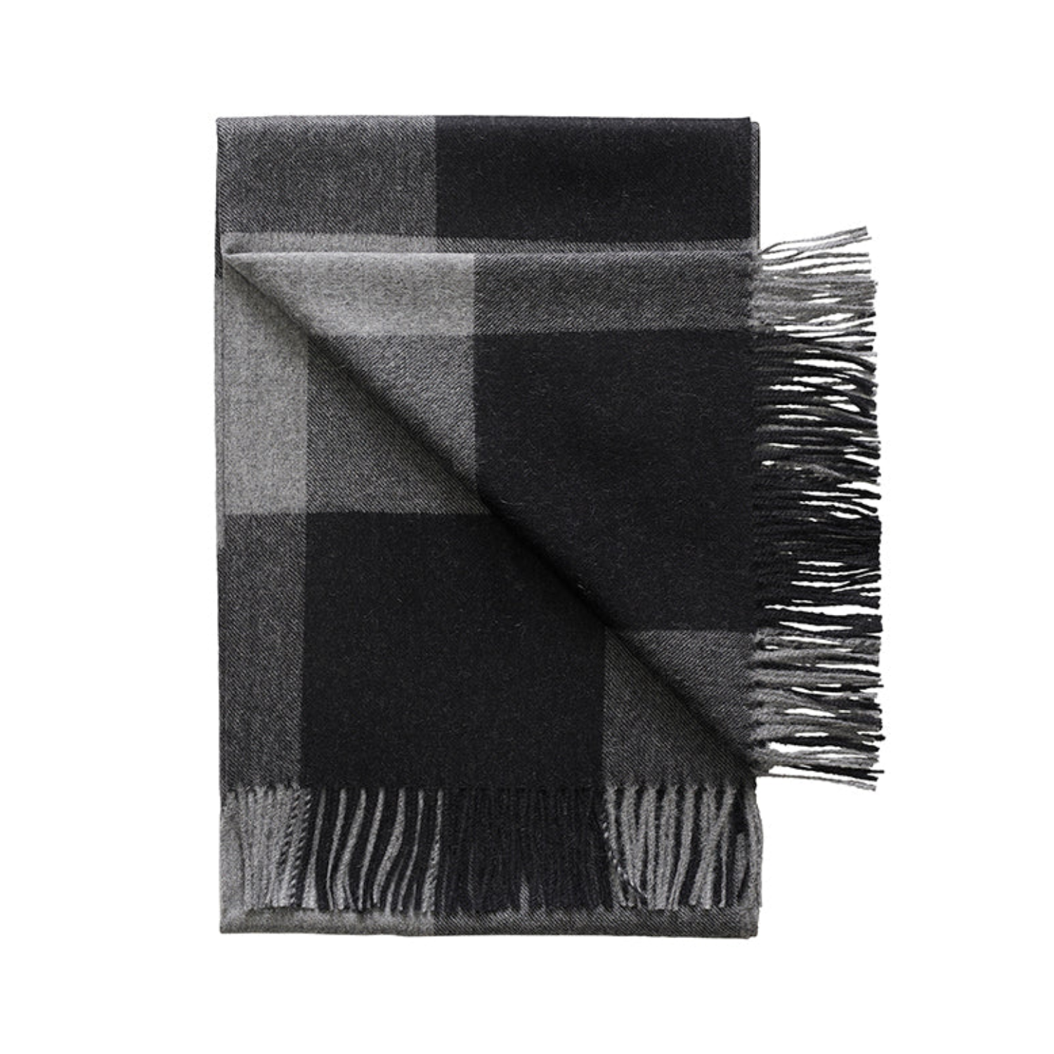 Buffalo Check Black & Grey Alpaca Wool Blanket - Soft Warm Throw for Couch, Bed & Winter Coziness