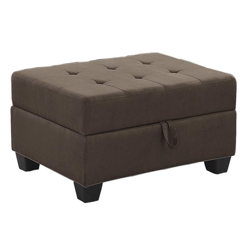 Pemberly Row Upholstered Storage Ottoman - Large Button Tufted Square Footrest Bench with Hidden Storage Space for Blankets - Chocolate Brown - Perfect for Living Room, Bedroom & Home Decor