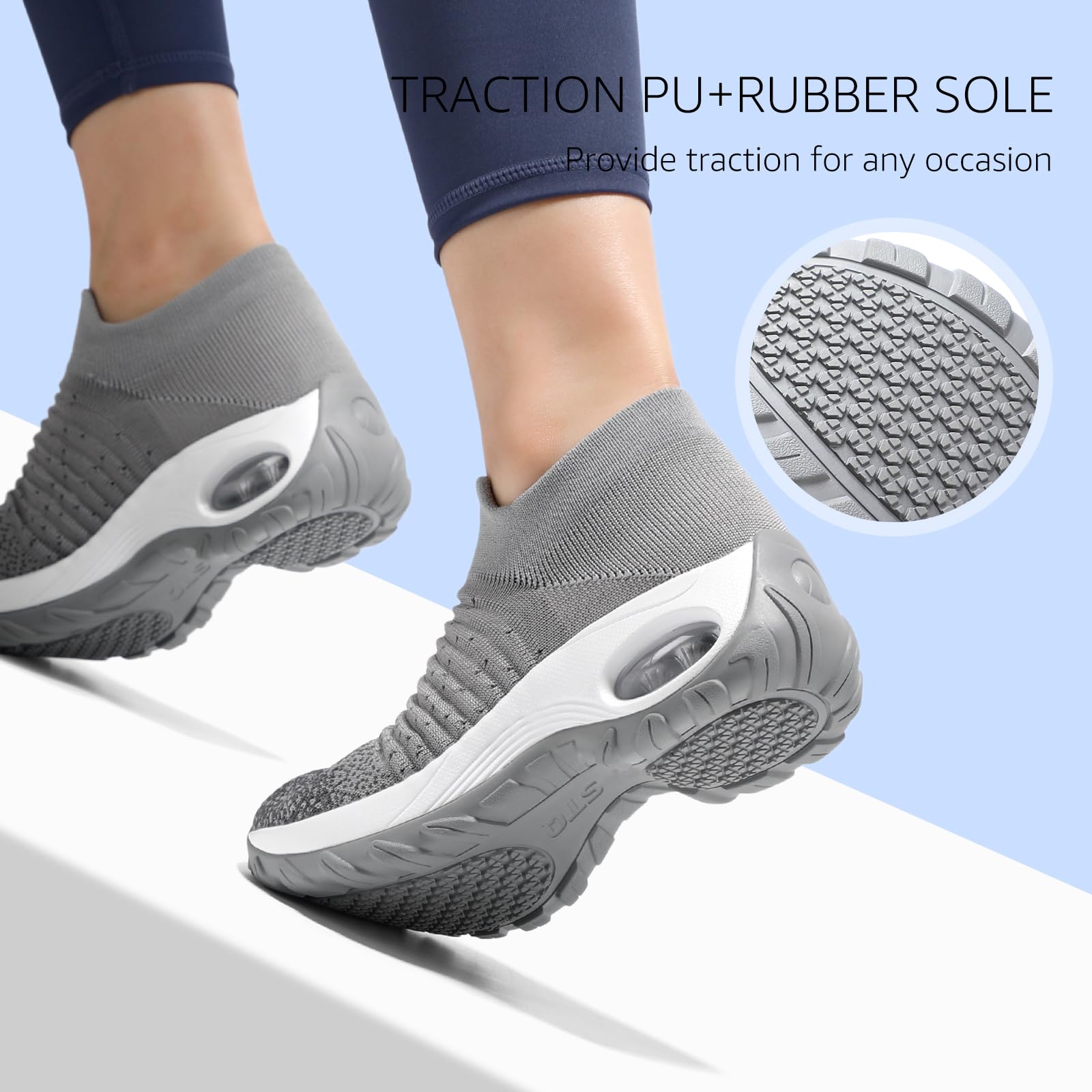 STQ Women's Slip-On Walking Shoes - Breathable Non-Slip Work Sneakers with Air Cushion & Arch Support - Comfortable Orthopedic Shoes for Nurses, Waitresses & All-Day Wear
