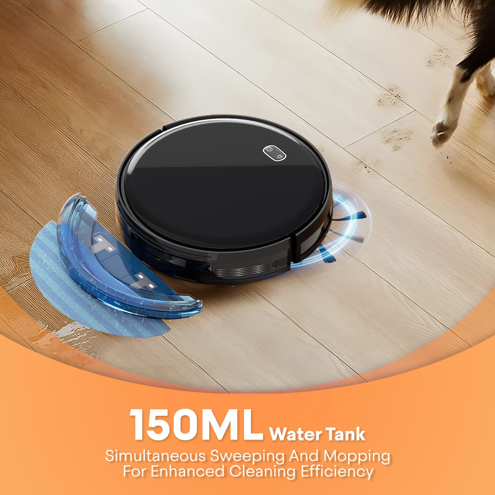 Smart Robot Vacuum Cleaner with Remote Control - 30W Self-Charging, 500ml Dustbin & 150ml Water Tank - Auto Cleaning for Hardwood Floors & Carpets - Quiet Operation with Dry Mop Function - Perfect for Pet Hair & Daily Home Cleaning