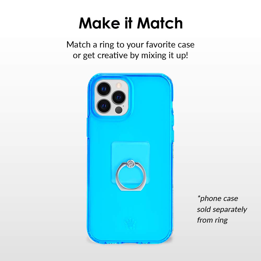 Velvet Caviar Phone Ring Holder - Adjustable Finger Grip & Stand for iPhone, Galaxy & Smartphones - Non-Slip Phone Grip Enhancer (Neon Blue) | Perfect for Selfies, Video Calls & Hands-Free Viewing