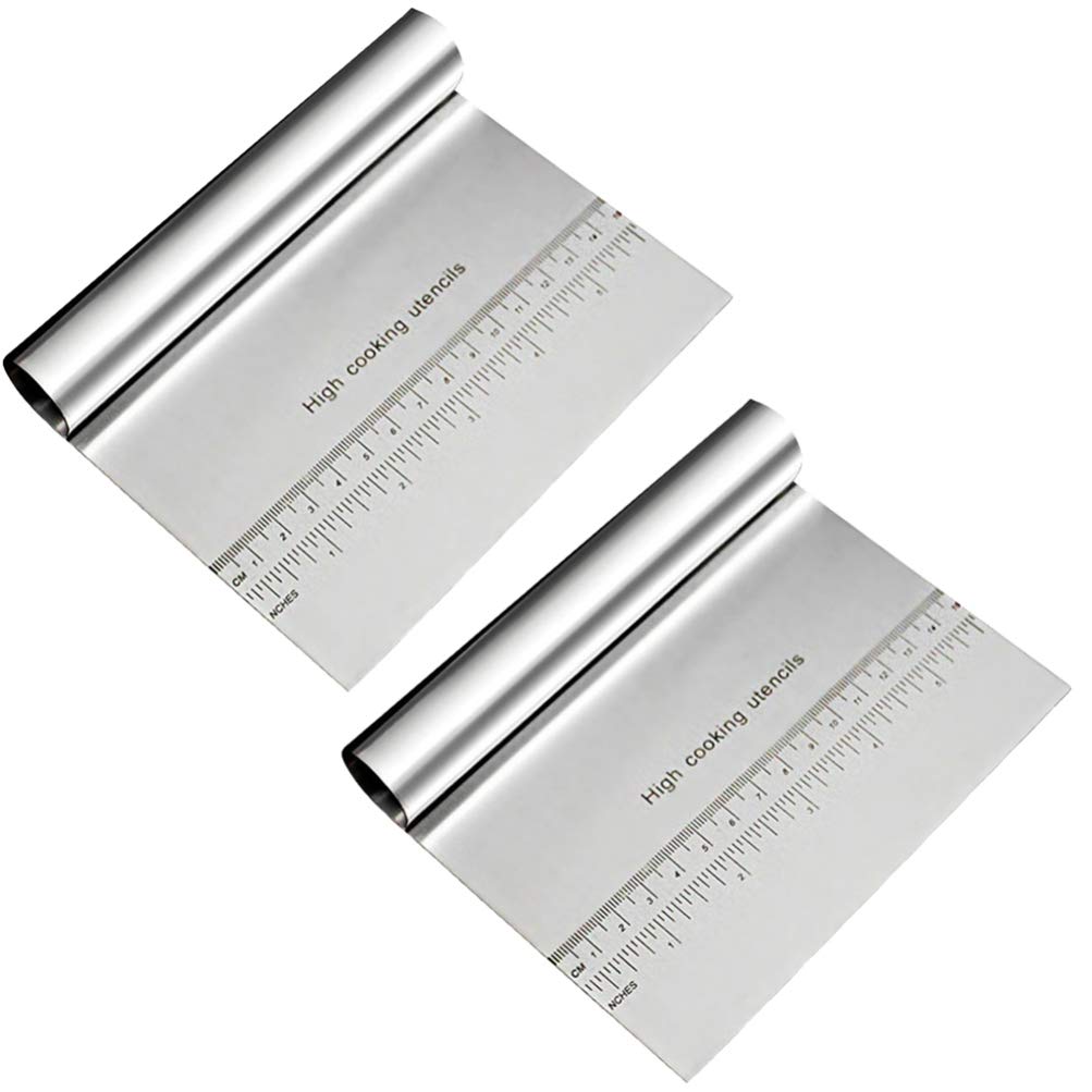 Yardwe 2-Pack Stainless Steel Dough Scraper & Pastry Cutter with Non-Slip Grip - Perfect for Baking, Pizza Making, and Pastry Preparation