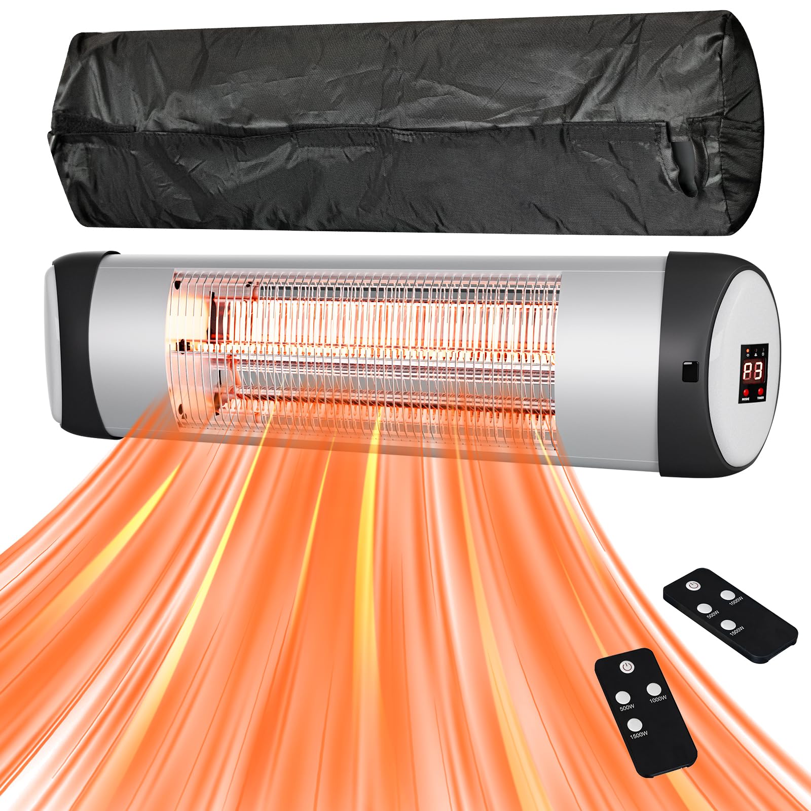 2025 New 1500W Wall-Mounted Outdoor Patio Heater with 24H Timer & Waterproof Design | Instant 1-Second Heating Carbon Fiber Tube | Perfect for Backyard, Gazebo, Garage & Winter Outdoor Gatherings