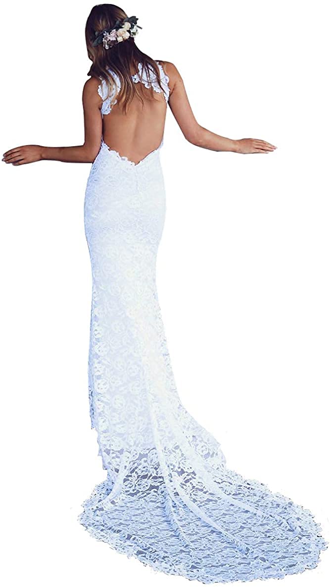 Bohemian Mermaid Wedding Dress for Women – Lace Bridal Gown with Beach Boho Style | Perfect for Beach Weddings, Destination Elopements & Boho-Chic Bridal Looks