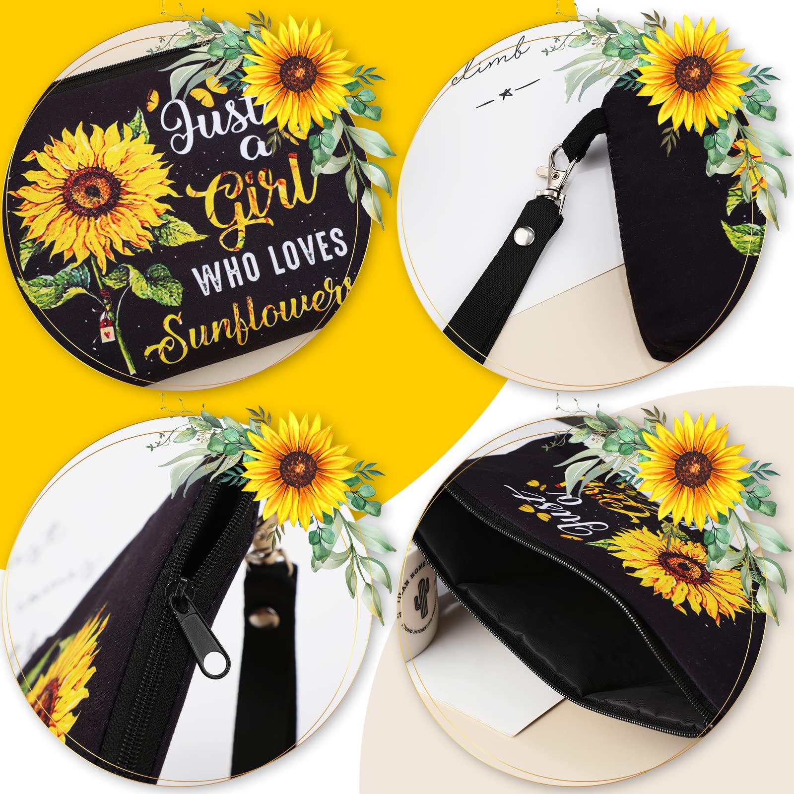 Sunflower Print Cosmetic Bag for Women - Zippered Makeup Pouch & Travel Organizer - Perfect Gift for Sunflower Lovers - Use for Toiletries, Pencils, or Travel Essentials