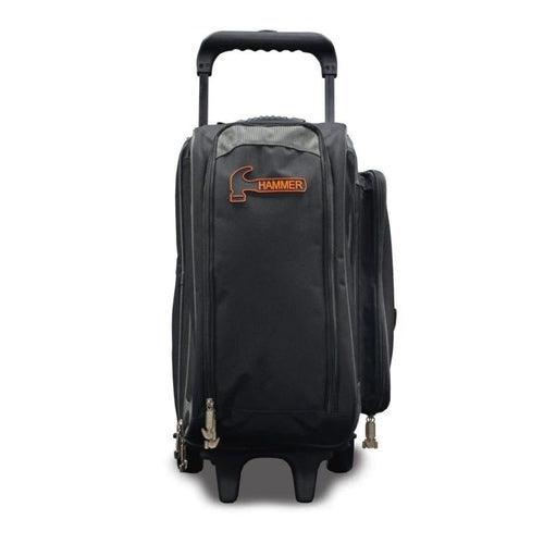 Premium Black/Grey Double Roller Bowling Bag - Durable & Spacious for Bowling Balls, Shoes & Accessories | Perfect for League Play, Tournaments & Practice Sessions