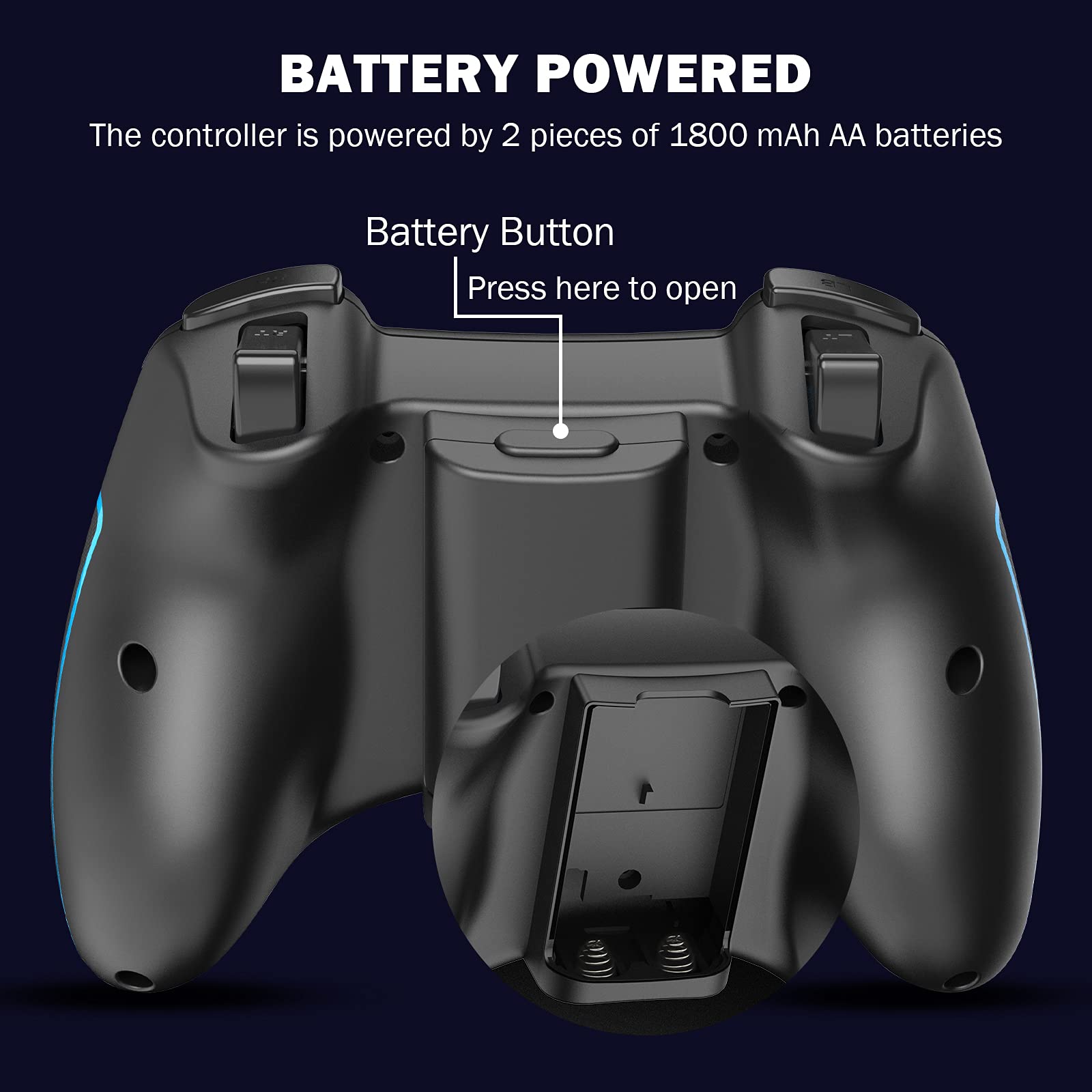 EasySMX Wireless Game Controller for PC Steam PS3, 2.4G Wireless Gaming Joystick for Windows XP/7/8/10/11, Android TV Box, Tesla - Compatible with Multiple Devices (Black Blue) - Perfect for Gaming, Streaming & Entertainment