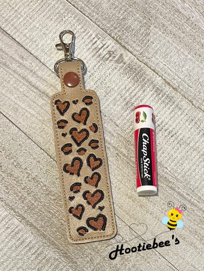 Cheetah Print Hand Sanitizer Holder & Lip Balm Holder Keychain - Cute Leopard Key Fob for Purse, Backpack, Gym Bag - Perfect for Travel, School, Work, and Everyday Use