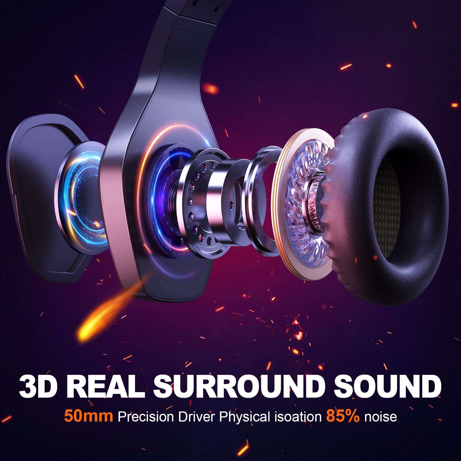 PG1 Gaming Headset with Mic for PS5, PC, Xbox - RGB Light & 3.5mm Jack for Pro Gamers