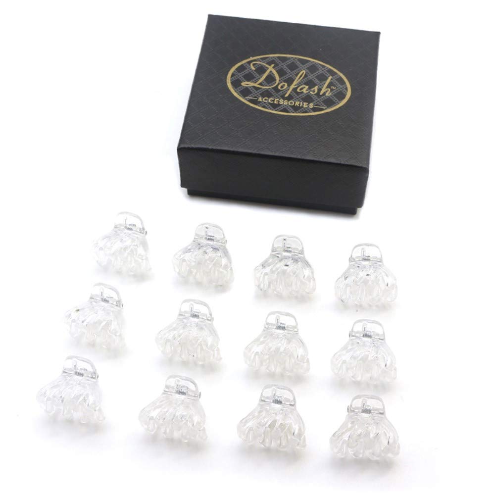 Dofash 12Pcs 2CM/0.79IN Plastic Hair Claw Clips for Women & Girls - Octopus Hair Grips, Jaw Hair Clips, Clear Hair Accessories for Ponytails, Buns & Updos