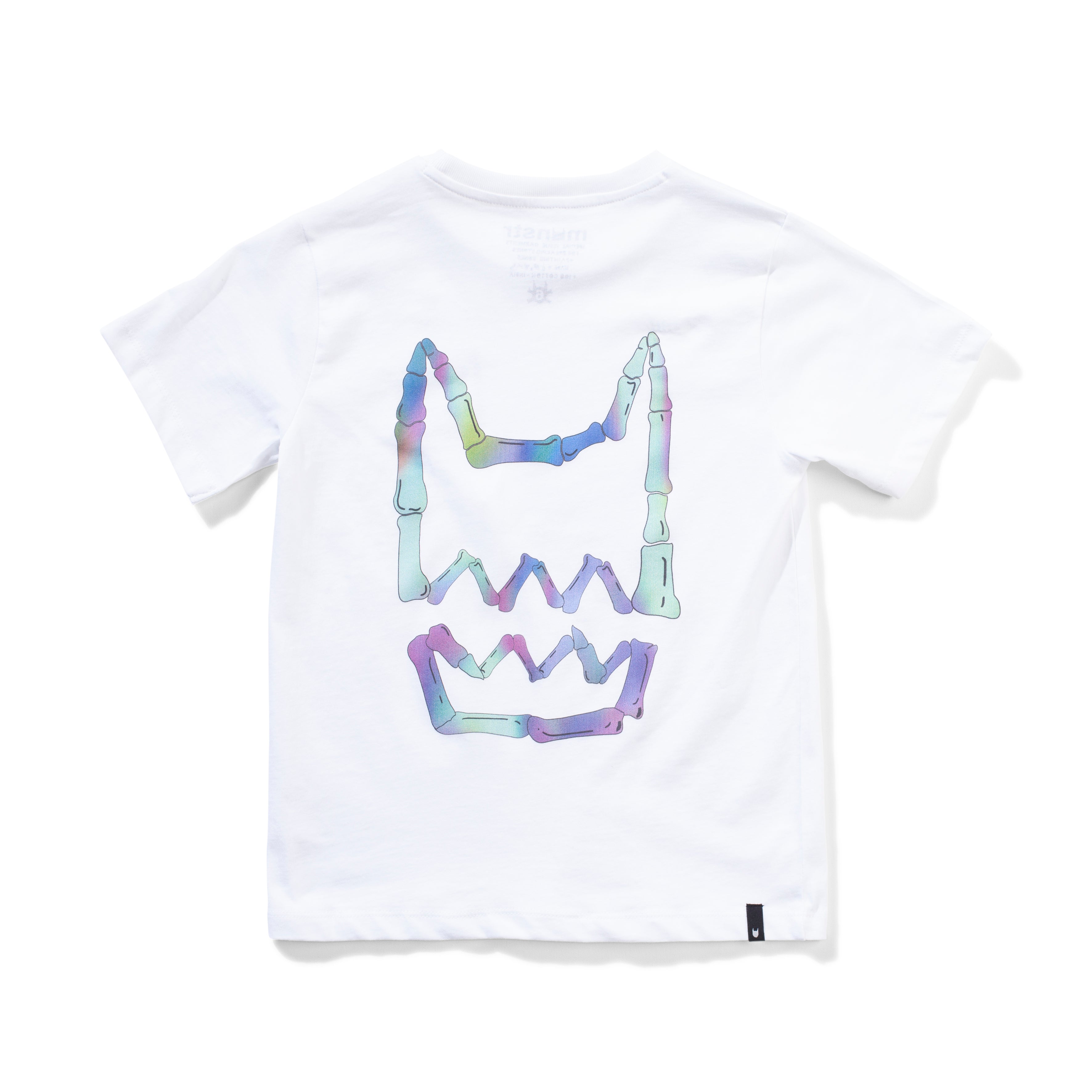 Munster Kids Glow in The Dark Teeth Print Short Sleeve T-Shirt - White | Fun Halloween Costume & Spooky Party Outfit for Boys and Girls