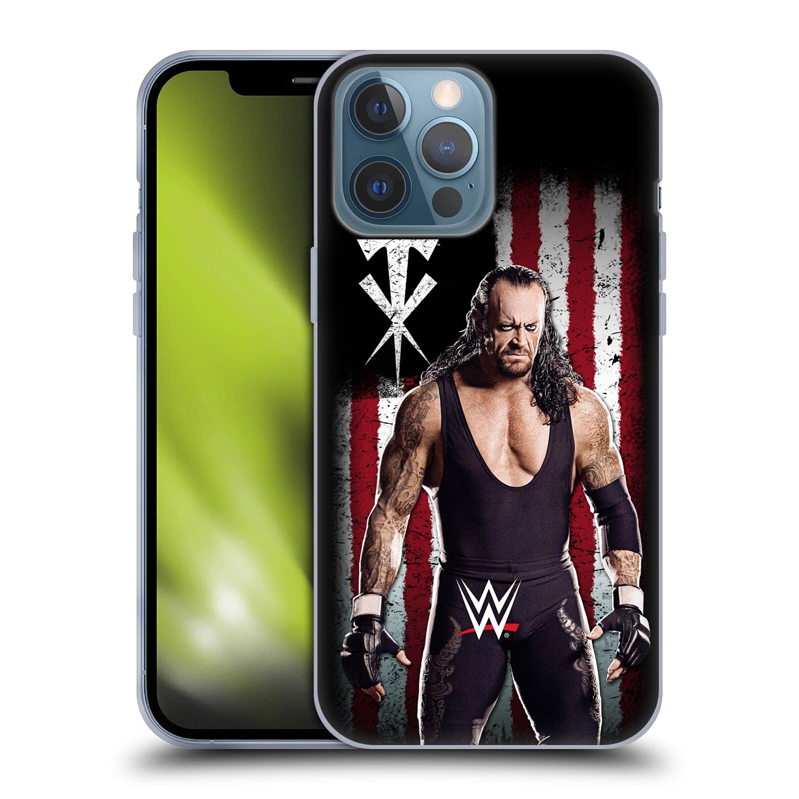 Officially Licensed WWE Undertaker American Flag iPhone 13 Pro Max Case - Durable Soft Gel Phone Cover for Apple iPhone 13 Pro Max - Perfect for WWE Fans, Patriotic Gifts & Everyday Protection