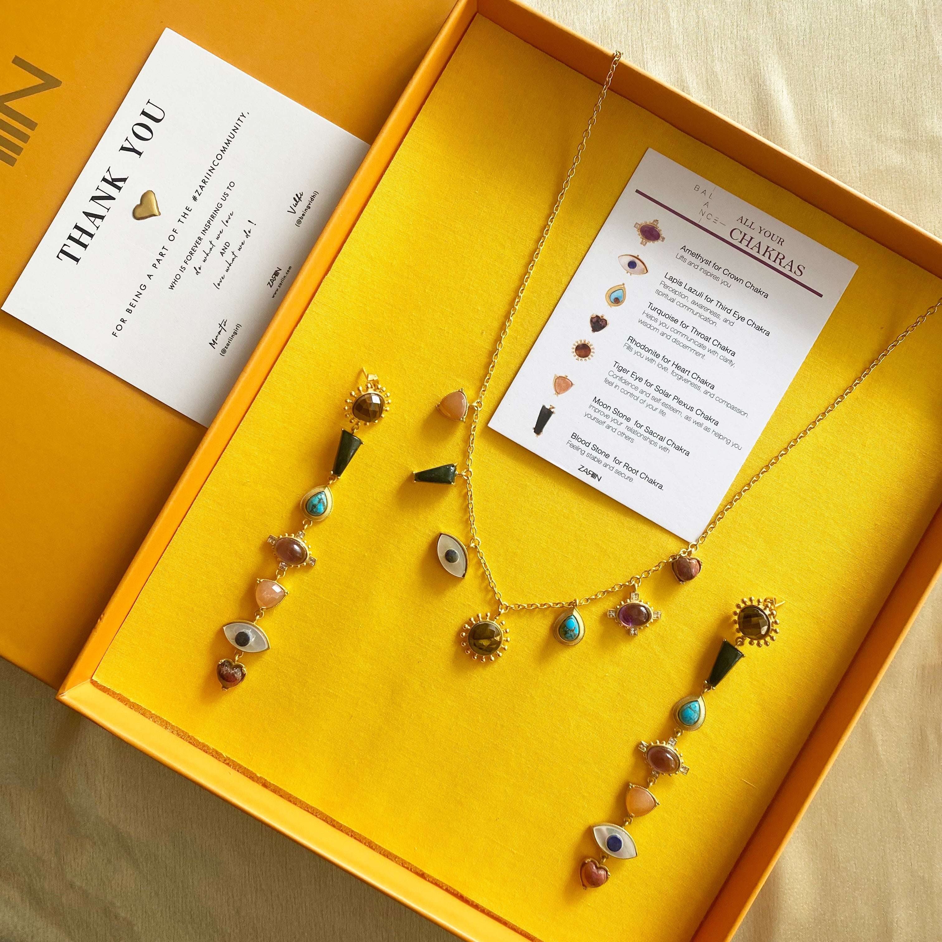 Chakra Healing Statement Earrings & Necklace Set - Spiritual Jewelry for Meditation, Yoga & Energy Balancing