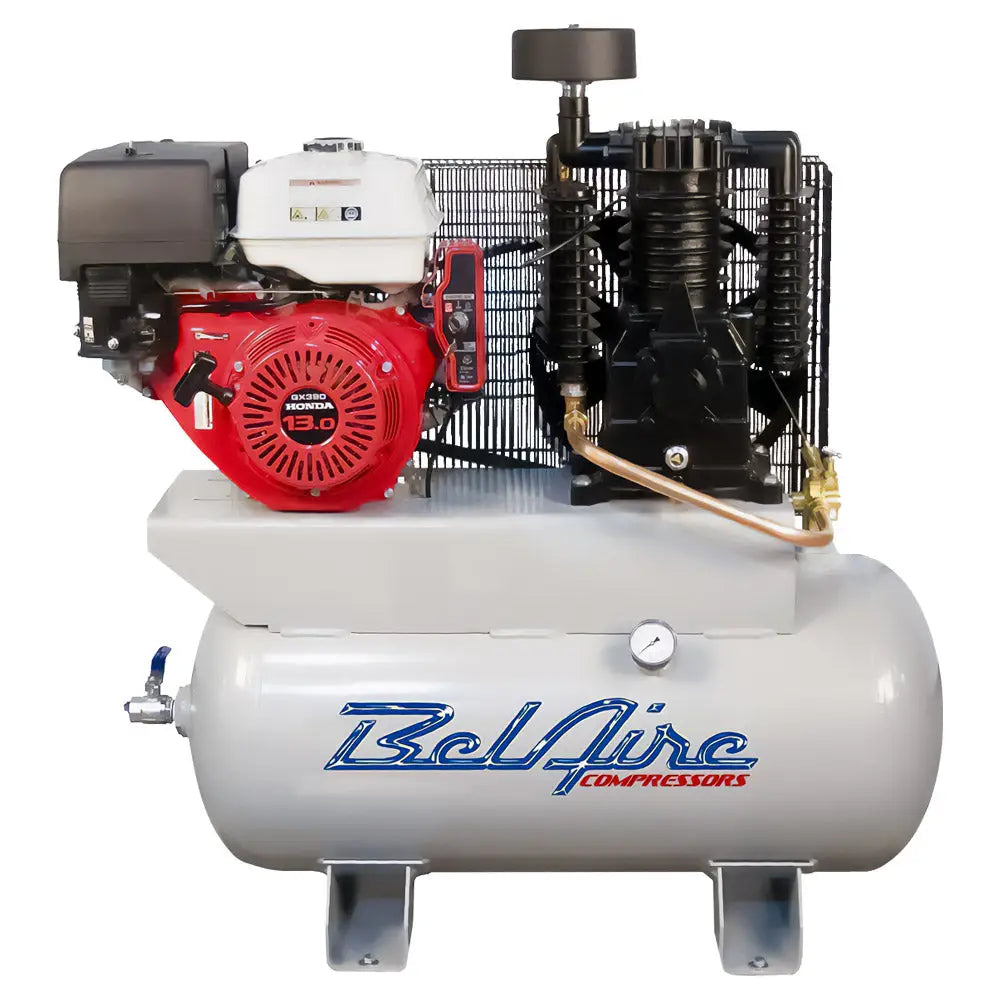 BelAire 3G3HHL 2-Stage Gas Air Compressor with Honda 13HP Engine - 30 Gallon Horizontal Tank for Construction, Auto Repair & Industrial Use