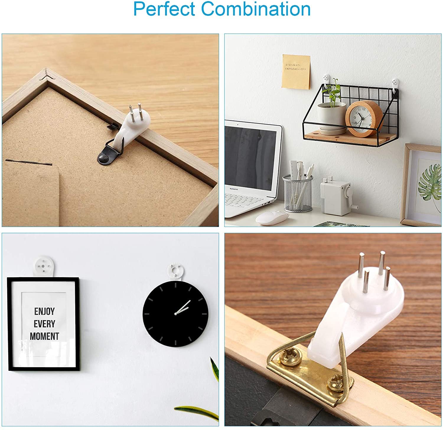 30PCS White Picture Hangers & Ceiling Hooks Kit with Nails - Heavy Duty Photo Frame Hangers for Hanging Plants, Mugs, Wind Chimes, Kitchen Utensils - Perfect for Home Decor, Wall Organization & DIY Projects