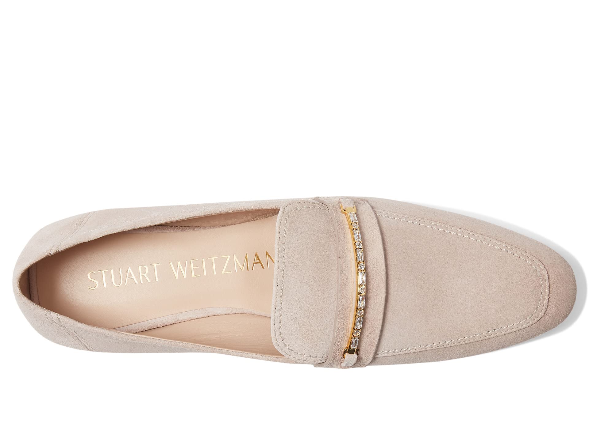Stuart Weitzman Women's Crystal Embellished Slip-On Loafers - Lightweight Comfortable Moc Toe Shoes for Work, Office & Casual Outfits | Perfect for Business, Travel & Everyday Wear