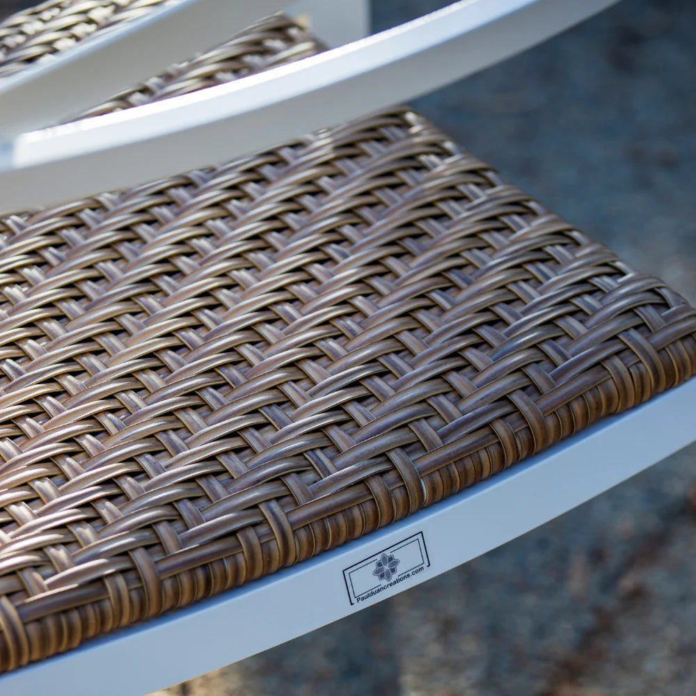 Premium Aluminum Outdoor Stackable Dining Armchairs with White Padded Cushions (Set of 4) - Weather-Resistant Patio Furniture for Backyard, Poolside & Garden Dining