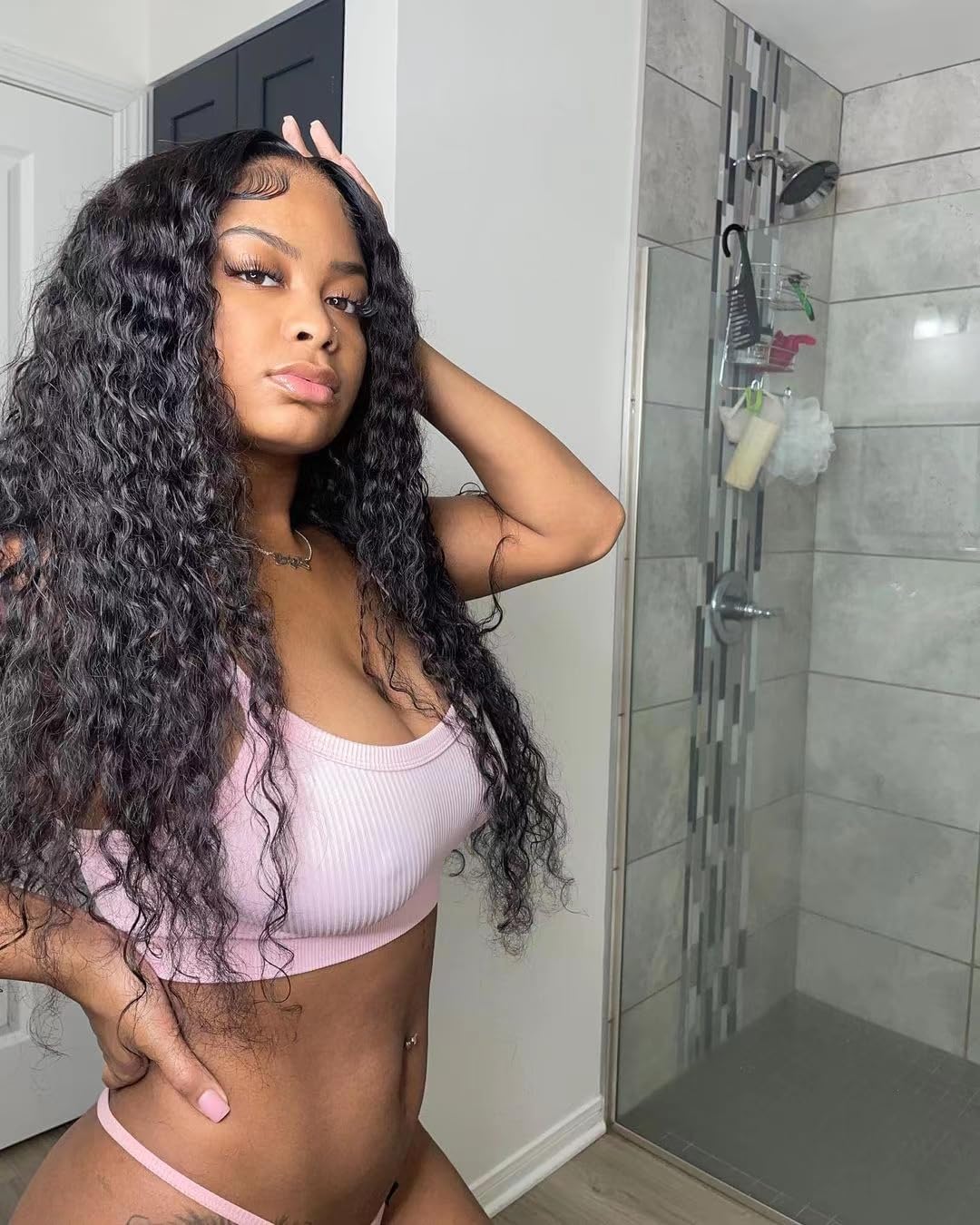5x5 Deep Curly Lace Front Wigs Human Hair - Brazilian Wet & Wavy HD Transparent Pre-Plucked Lace Closure Wigs for Black Women (34IN) | Perfect for Daily Wear, Parties & Special Occasions