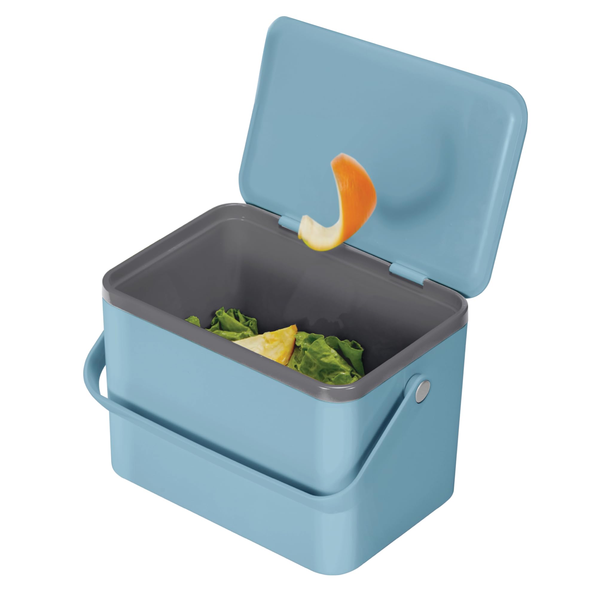 EKO 4L Titanium Blue Food Waste Compost Bin for Kitchen Countertop | Eco-Friendly Compost Caddy | Perfect for Organic Waste Recycling & Small Space Composting