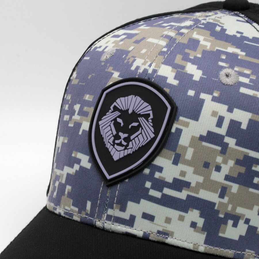 VT Shield Logo Snapback Hat - Navy & Grey Digital Camo Design for Men & Women | Stylish Adjustable Baseball Cap for Outdoor Sports, Casual Wear & Street Fashion