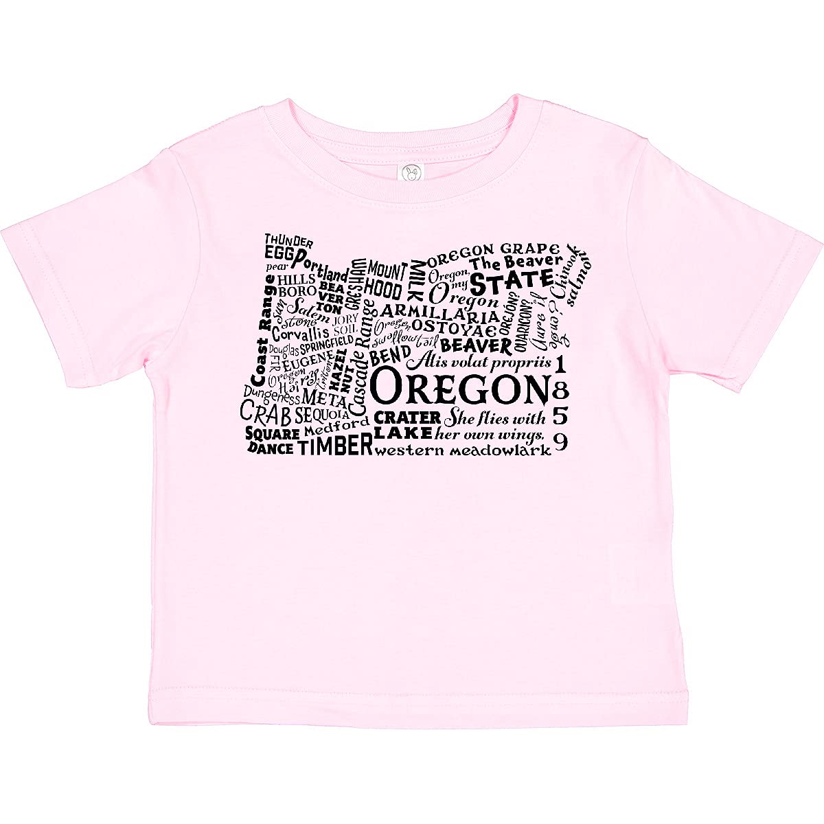 Inktastic Oregon Word Salad State Outline Toddler T-Shirt - Cute Graphic Tee for Boys & Girls - Perfect for Playdates, Daycare & Family Outings