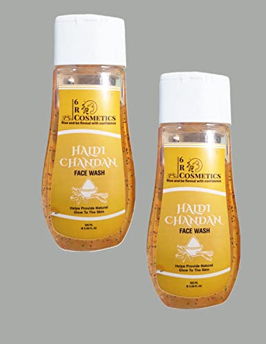 6R Cosmetics Natural Face Wash for Dry Skin with Turmeric & Sandalwood - Brightening & Tan Removal Cleanser for Glowing Skin | Daily Skincare Routine, Morning & Night Use