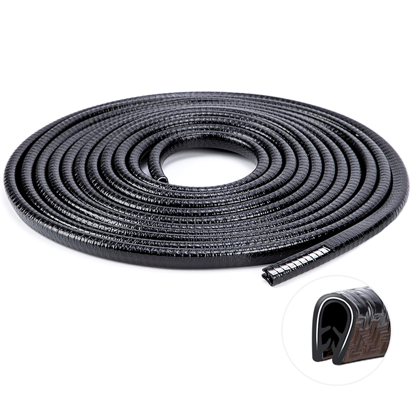CloudBuyer 16Ft (5M) Universal Car Door Edge Guards - U Shape Rubber Trim for Door Edge Protection, No Glue Required, Fits Most Vehicles (Black) | Prevent Scratches & Dents in Parking Lots & Tight Spaces