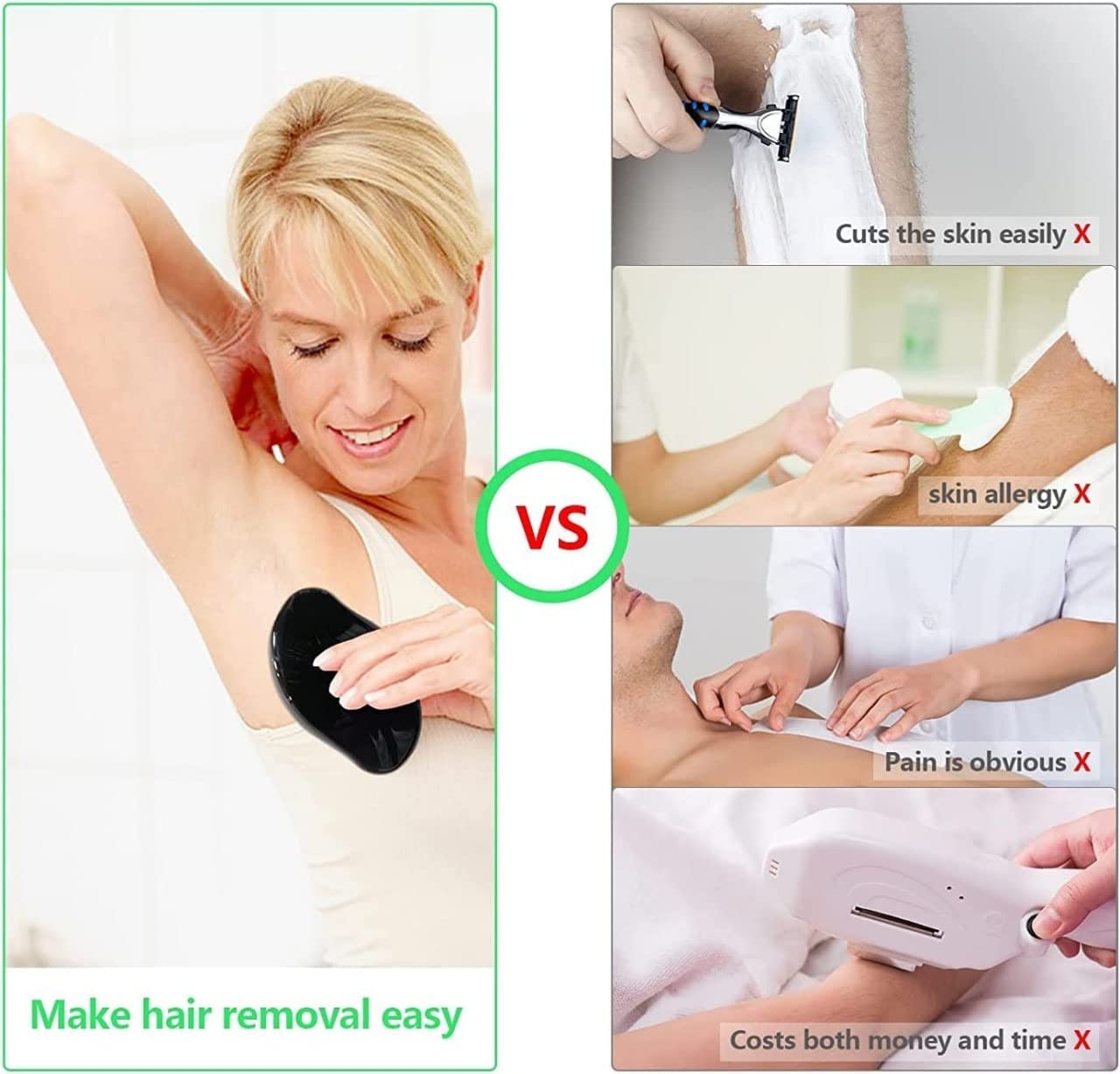 AZRMOH Crystal Hair Remover - 2022 Upgraded Painless Hair Eraser for Women & Men | Exfoliating Magic Crystal Hair Removal | Perfect for Face, Legs, Arms & Bikini Area