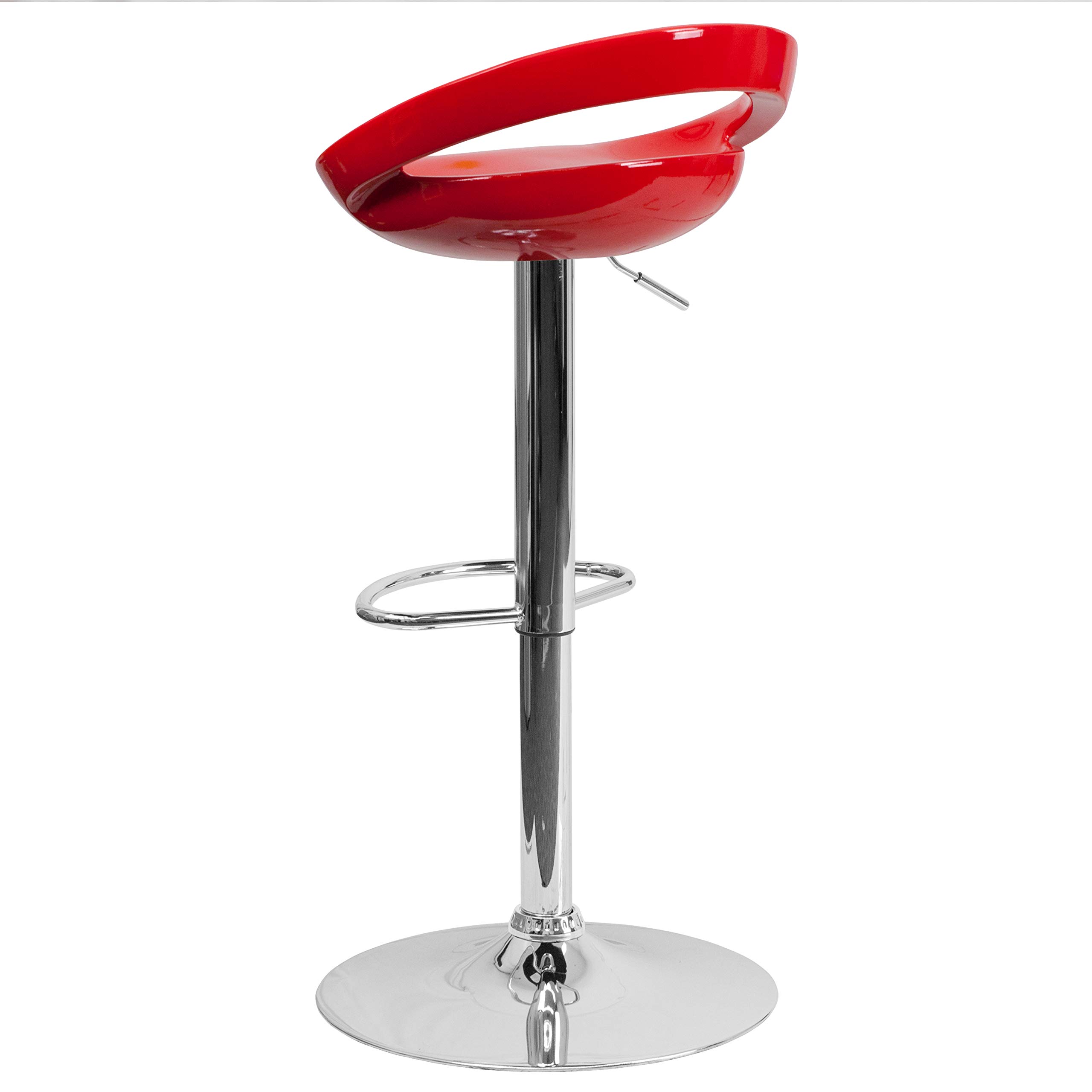 Flash Furniture Adjustable Height Red Plastic Bar Stool - Set of 1 - Perfect for Kitchen Islands, Breakfast Bars & Home Bars