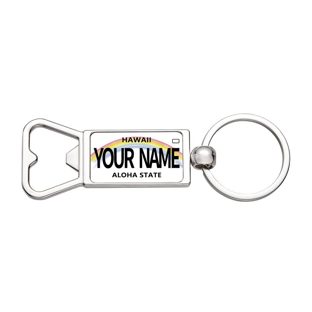 Custom Personalized Bottle Opener Keychains - American License Plate Design, Travel Souvenirs, Gift for Men & Women, Ideal for Parties, Camping, and Everyday Use