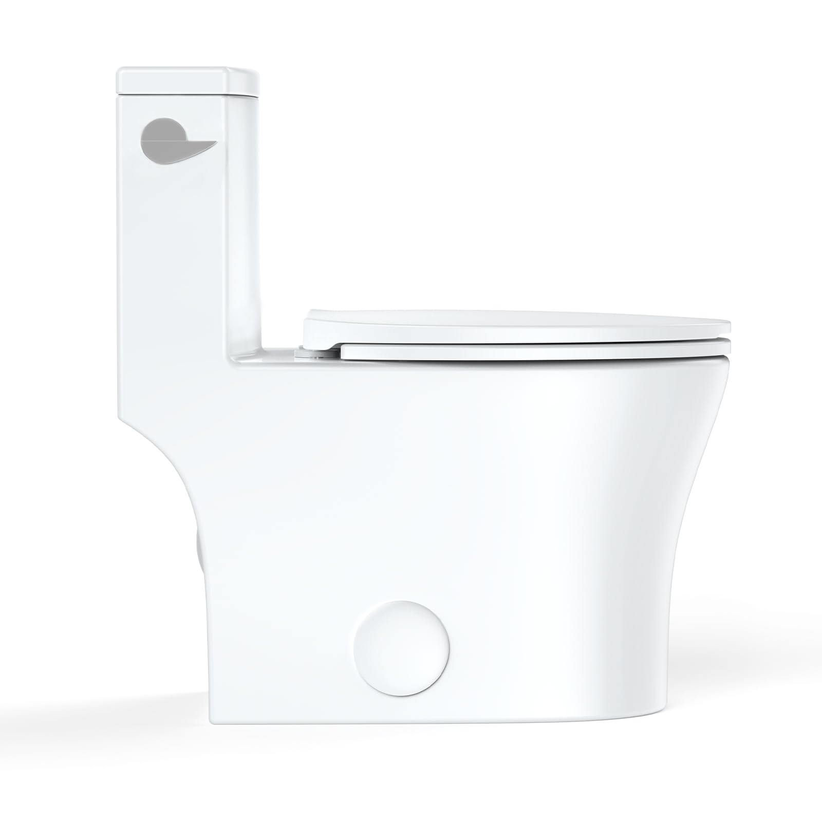 Elongated One-Piece Toilet with Soft-Close Seat | 1.28 GPF Powerful Flush | Left Side Trip Lever | 12