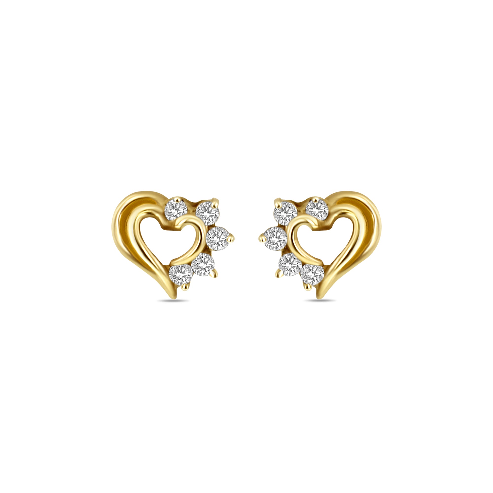 Exquisite Heart Shaped Cutout Diamond Stud Earrings - 14K Gold/Platinum - Perfect for Valentine's Day, Anniversary & Romantic Occasions