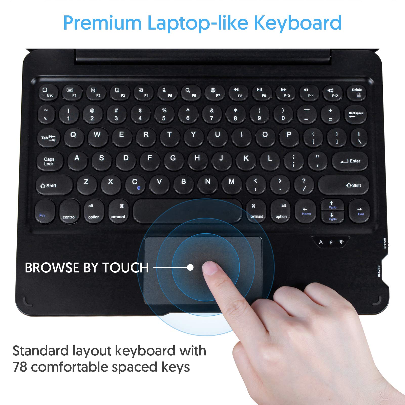 Premium Wireless Bluetooth Keyboard Case with Touchpad - Compatible with iPad 9th/8th/7th Gen, iPad Air 3rd & iPad Pro 10.5