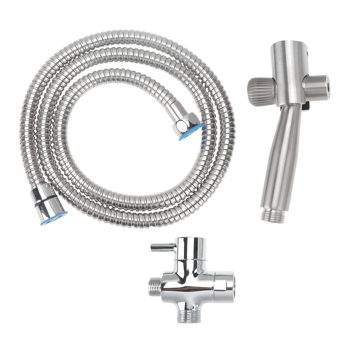 TEHAUX Stainless Steel Handheld Bidet Sprayer - Metal Toilet Faucet with Self-Cleaning Shower Head - US Standard Silver (Type B) for Bathroom Hygiene & Personal Cleaning